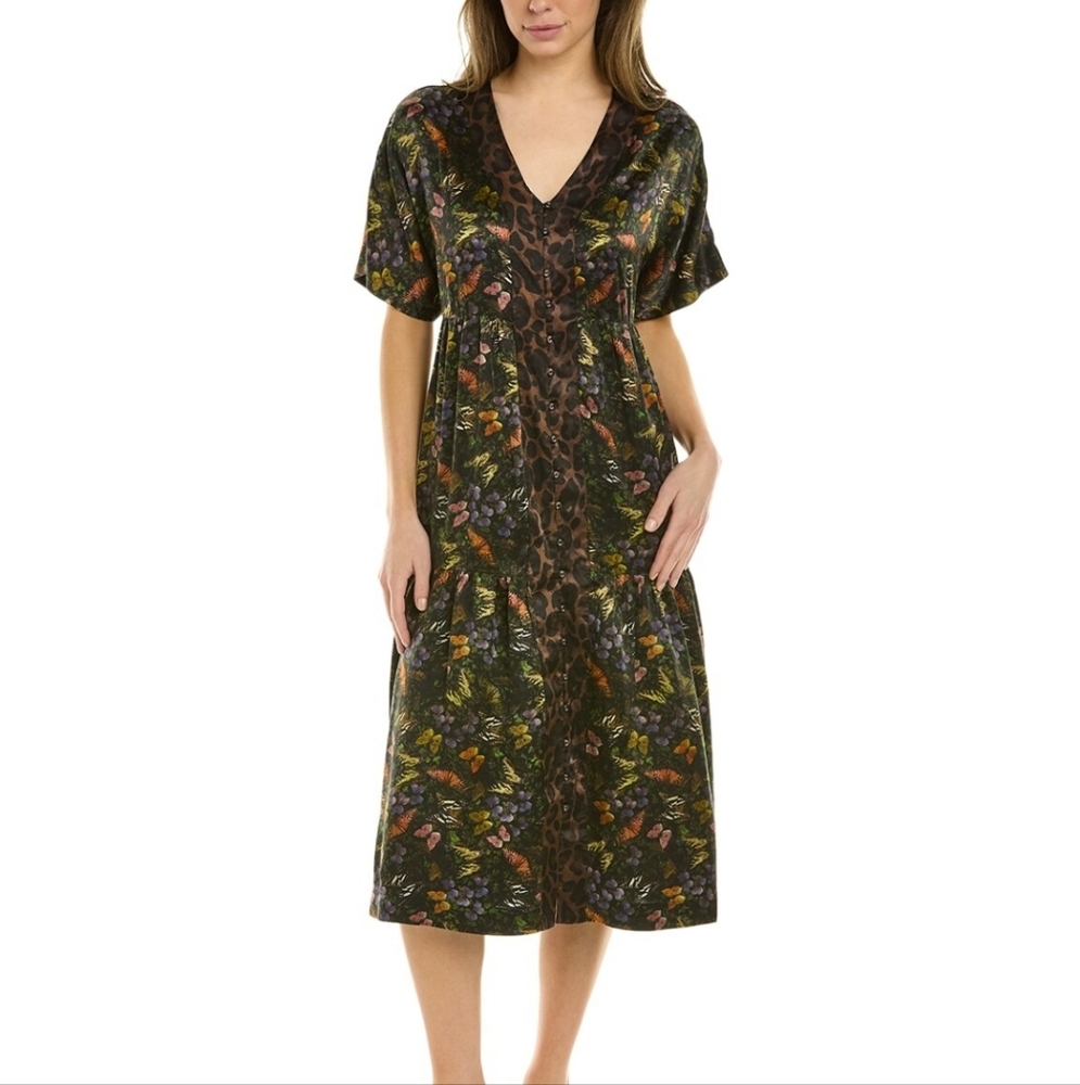 Johnny Was Workshop Silk ButterflyMidi Dress Size Large Whimisgoth Fairy Grunge